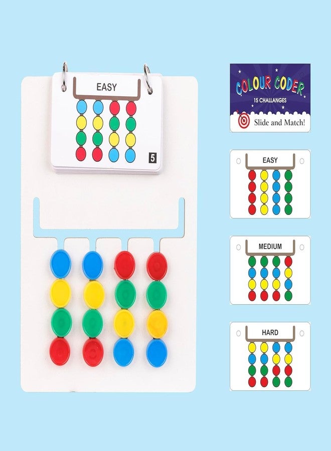 Besque Montessori Color & Pattern Matching Puzzle, Educational Toy for Ages 4-8, Develops Fine Motor Skills & Cognitive Thinking, Travel-Friendly, Unisex, White Ply - Image 1